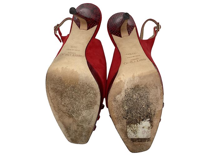Zapatos Slingback Jimmy Choo en ante rojo Roja - vista 8