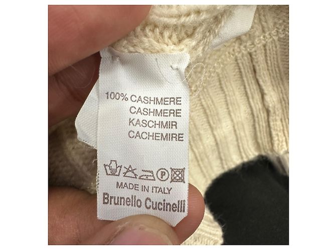 Cardigã com zíper em malha trançada Brunello Cucinelli em cashmere creme Branco Cru - vista 10