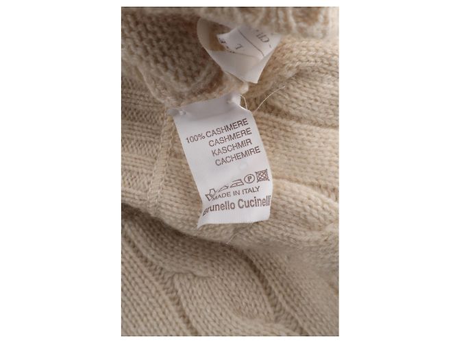 Cardigã com zíper em malha trançada Brunello Cucinelli em cashmere creme Branco Cru - vista 5