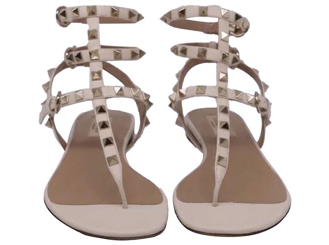 Sandali bassi Rockstud Valentino Garavani in pelle bianca - vista 2