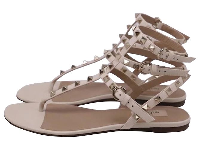 Sandali bassi Rockstud Valentino Garavani in pelle bianca - vista 4