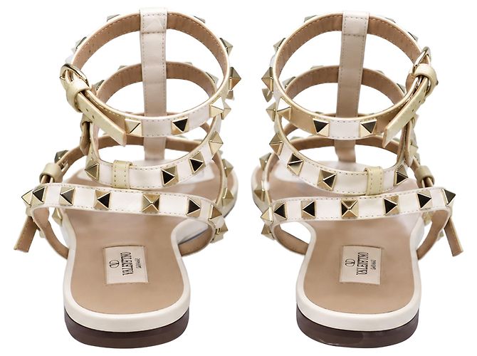 Sandali bassi Rockstud Valentino Garavani in pelle bianca - vista 5