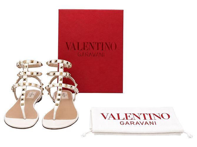 Sandali bassi Rockstud Valentino Garavani in pelle bianca - vista 6