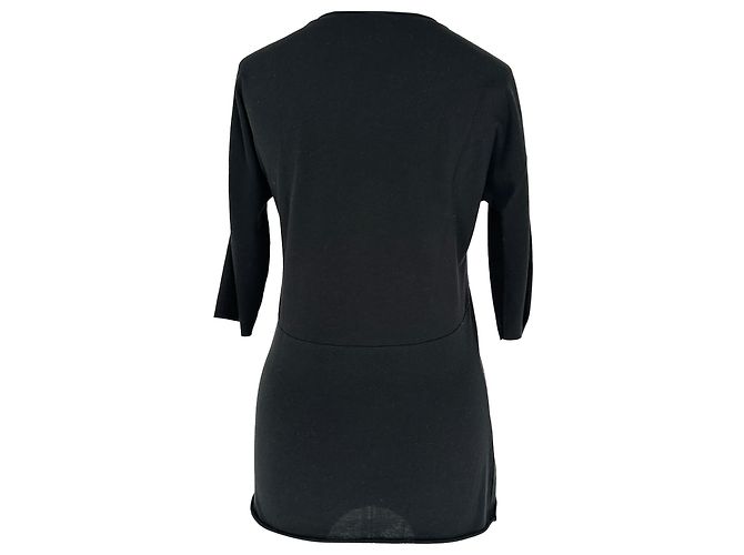 Jil Sander T-Shirt mit 3/4-Ärmeln aus schwarzer Baumwolle - Ansicht 3