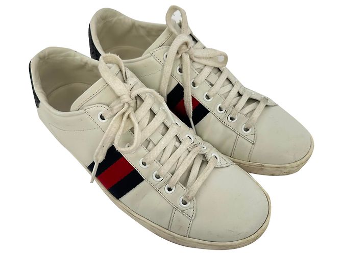 Baskets Gucci Ace Low-Top en cuir blanc Écru - vue 5