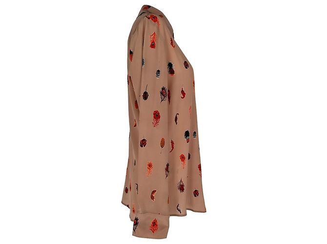 Blusa a maniche lunghe Altuzarra con stampa piume in seta multicolore - vista 2