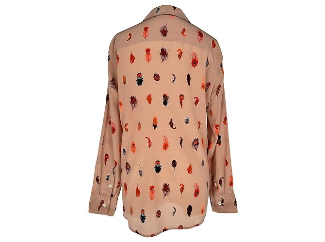 Blusa a maniche lunghe Altuzarra con stampa piume in seta multicolore - vista 3