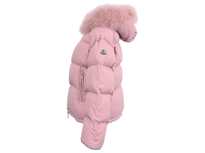 Moncler Mino Fur-Trimmed Down Jacket in Pink Polyester - view 2