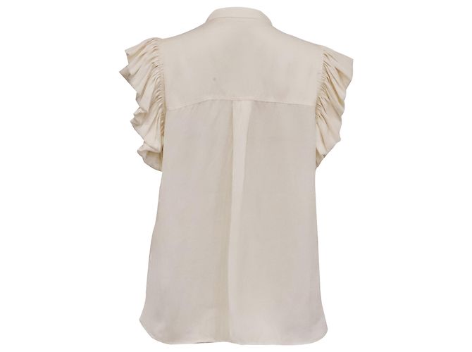 Zadig & Voltaire Tiza Bluse mit Rüschenärmeln aus elfenbeinfarbenem Polyester Weiß Roh - Ansicht 4