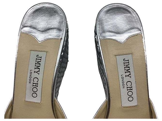 Sandali wedge Jimmy Choo Almer 105 in pelle argento Metallico - vista 10