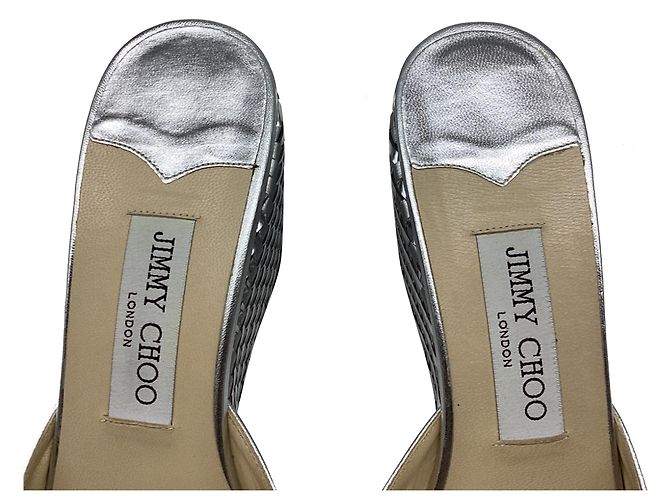 Sandali wedge Jimmy Choo Almer 105 in pelle argento Metallico - vista 11