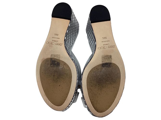 Sandali wedge Jimmy Choo Almer 105 in pelle argento Metallico - vista 8