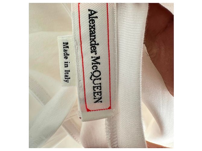Top drapeado asimétrico Alexander Mcqueen en algodón blanco Crudo - vista 7