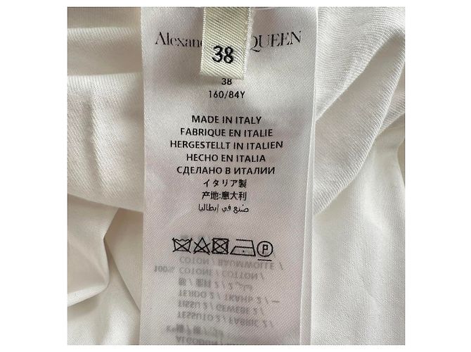 Top drapeado asimétrico Alexander Mcqueen en algodón blanco Crudo - vista 8