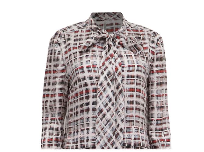 Abito midi Burberry Scribble Check in seta multicolore - vista 2