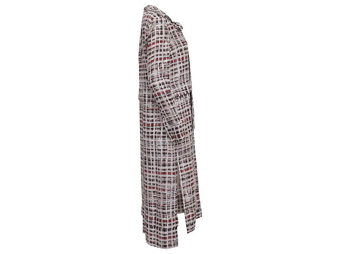 Abito midi Burberry Scribble Check in seta multicolore - vista 3