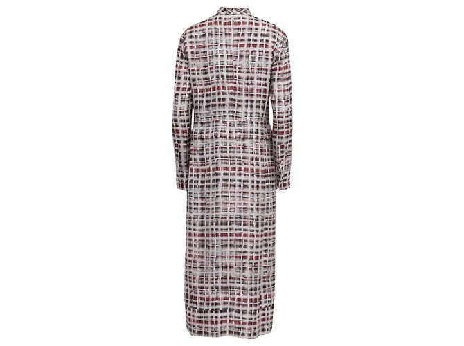 Abito midi Burberry Scribble Check in seta multicolore - vista 4