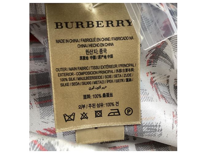 Abito midi Burberry Scribble Check in seta multicolore - vista 5