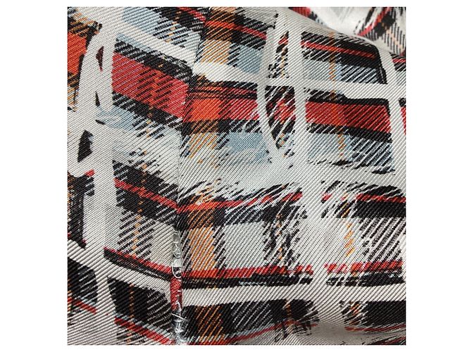 Abito midi Burberry Scribble Check in seta multicolore - vista 6