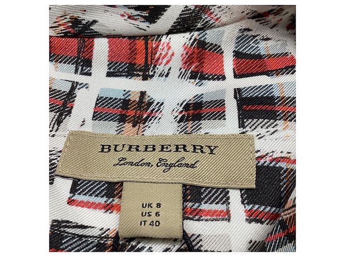 Abito midi Burberry Scribble Check in seta multicolore - vista 7