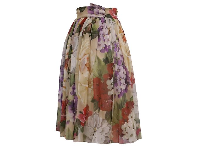 Dolce & Gabbana Midirock mit Blumenprint aus mehrfarbiger Seide Mehrfarben - Ansicht 2