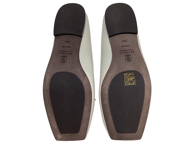 Brunello Cucinelli Monili Leather Mules in Grey Leather - view 8