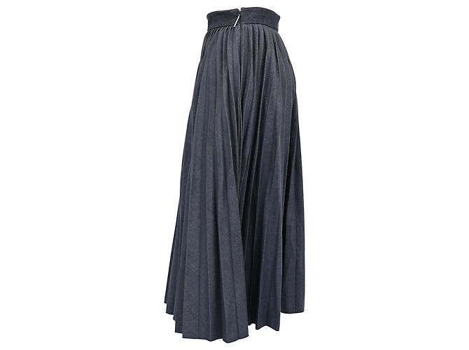 Falda midi plisada de denim MSGM en algodón azul oscuro - vista 2