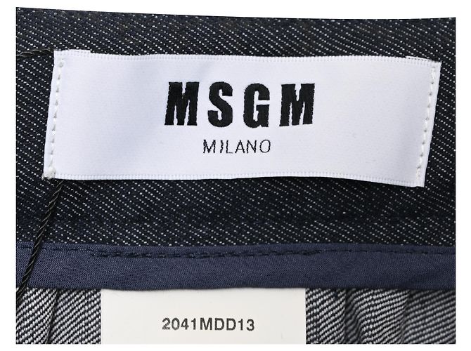 Falda midi plisada de denim MSGM en algodón azul oscuro - vista 4