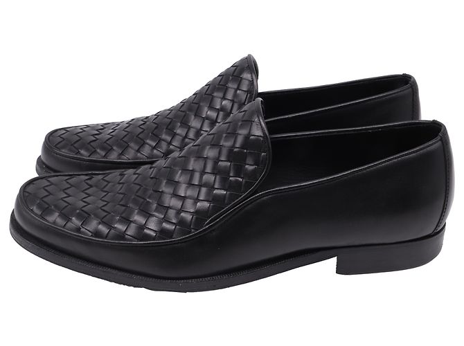 Mocassini Intrecciato in pelle nera Bottega Veneta Nero - vista 4