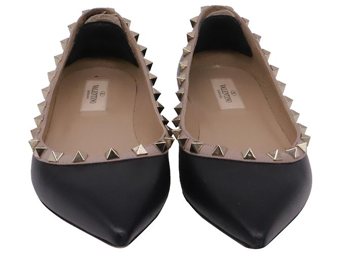 Ballerine a punta Rockstud Valentino Garavani in pelle nera - vista 2