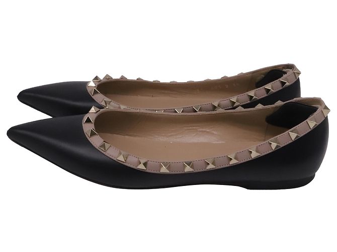Ballerine a punta Rockstud Valentino Garavani in pelle nera - vista 4
