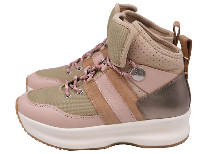 See by Chloé Sneaker alte See by Chloe Casey in tela multicolore e pelle - vista 4