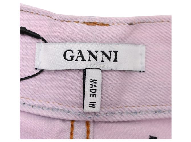 Vaqueros anchos con paneles Ganni en algodón rosa - vista 4