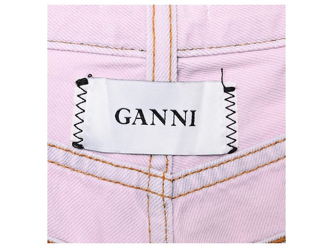 Vaqueros anchos con paneles Ganni en algodón rosa - vista 7