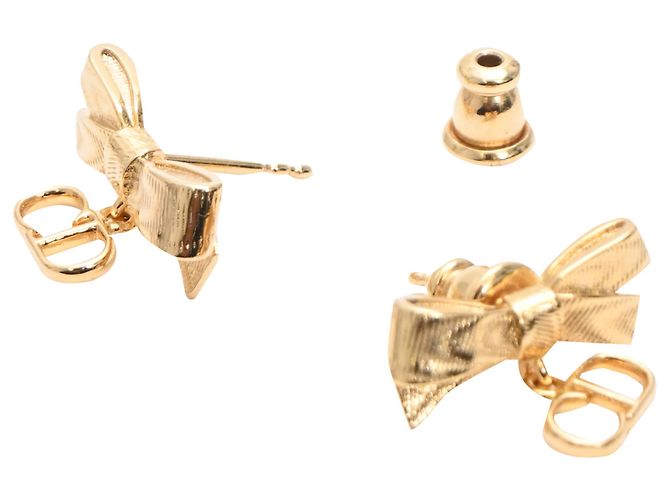 Orecchini a bottone Dior CD Bow in metallo dorato D'oro Metallico - vista 4