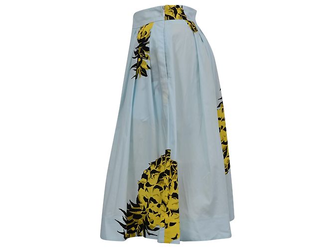 Falda midi MSGM con estampado de piña en algodón azul claro - vista 2