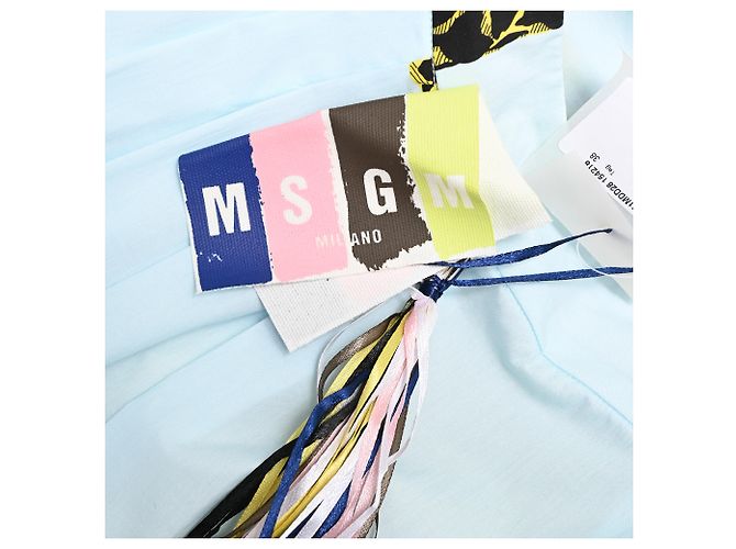 Falda midi MSGM con estampado de piña en algodón azul claro - vista 7