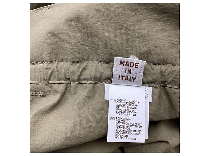 Pantalones Straight-Leg Paper Bag Brunello Cucinelli en algodón olive Verde Verde oliva - vista 4