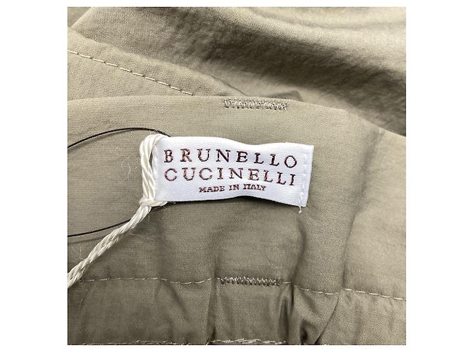 Pantalones Straight-Leg Paper Bag Brunello Cucinelli en algodón olive Verde Verde oliva - vista 6