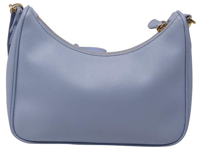 Borsa a tracolla Prada Re-Edition 2005 in pelle Saffiano azzurro Blu Blu chiaro - vista 4