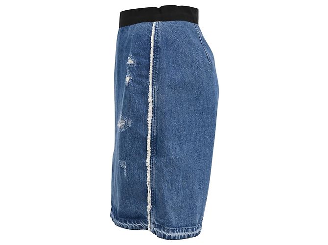 Sandro Distressed Mini-Denimrock aus blauer Baumwolle - Ansicht 2