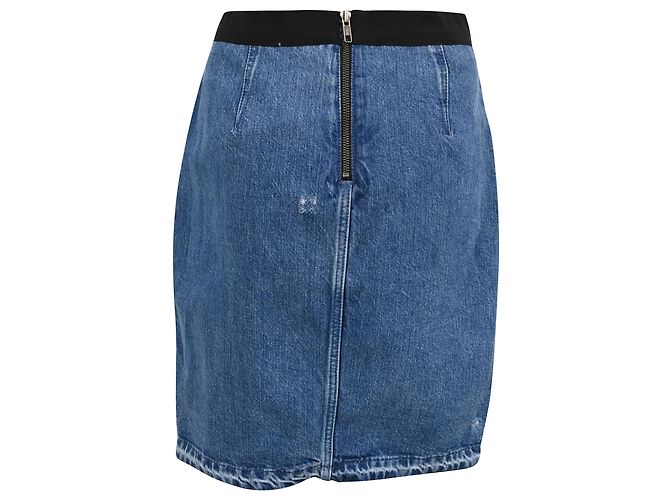 Sandro Distressed Mini-Denimrock aus blauer Baumwolle - Ansicht 3