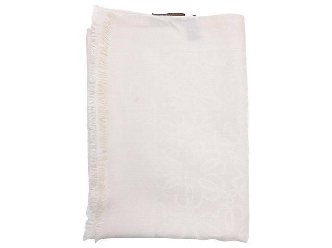 Cachecol com Franjas Anagram Loewe em Cashmere Branco Cru - vista 10