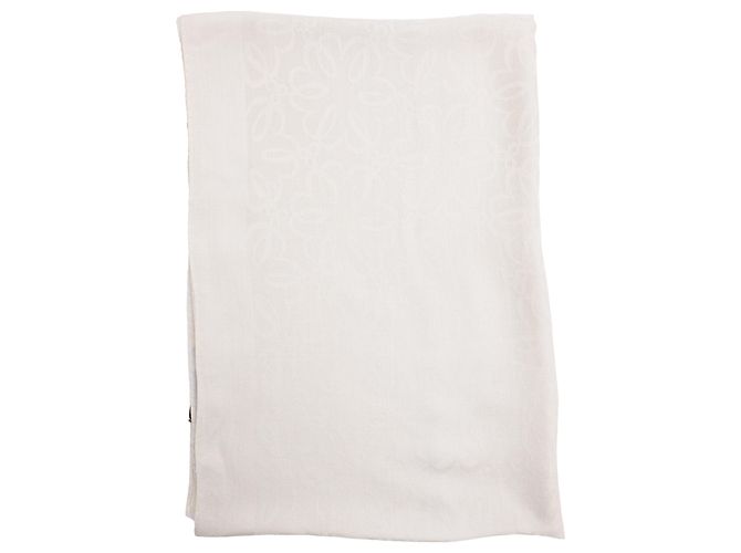 Cachecol com Franjas Anagram Loewe em Cashmere Branco Cru - vista 2