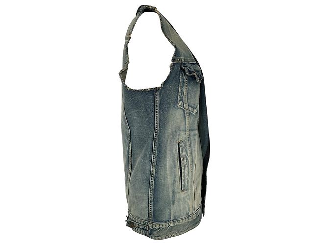 Autre Marque Saint Laurent Denim-Weste mit Smoking-Kragen aus blauer Baumwolle - Ansicht 2