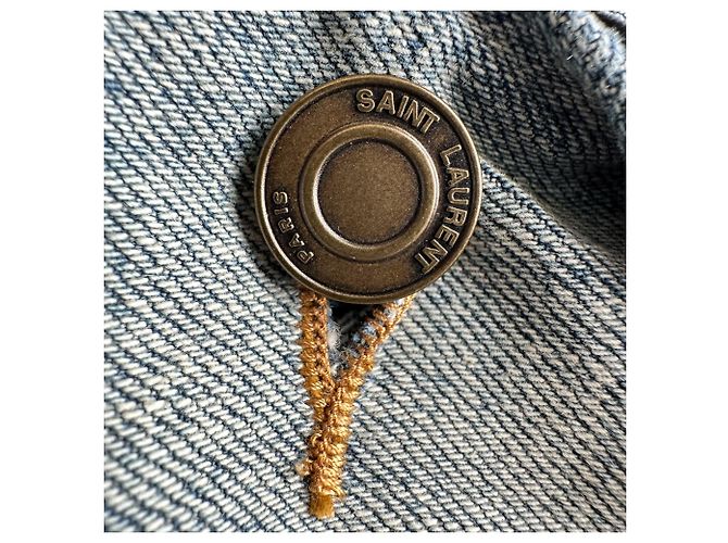 Autre Marque Saint Laurent Denim-Weste mit Smoking-Kragen aus blauer Baumwolle - Ansicht 4
