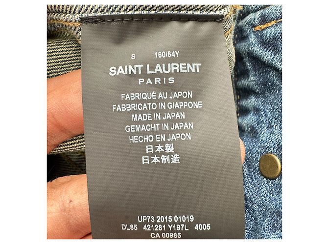 Autre Marque Saint Laurent Denim-Weste mit Smoking-Kragen aus blauer Baumwolle - Ansicht 5