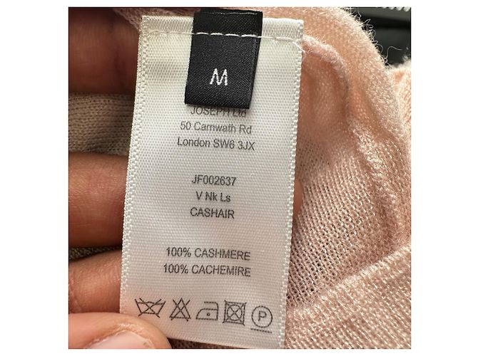 Pull à manches longues et col en V Joseph en cachemire couleur pêche - vue 6