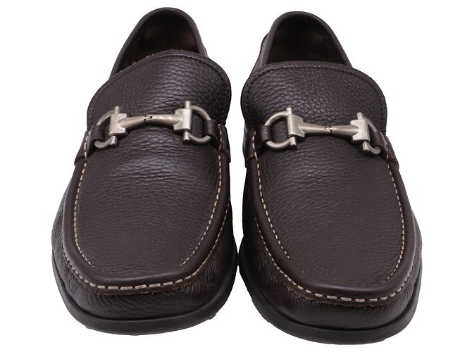 Salvatore Ferragamo Mocassini Ferragamo Gancini Bit in pelle marrone - vista 2