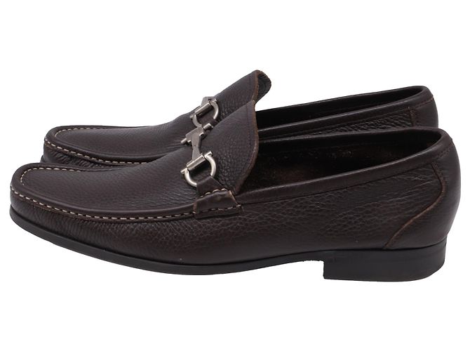 Salvatore Ferragamo Mocassini Ferragamo Gancini Bit in pelle marrone - vista 4